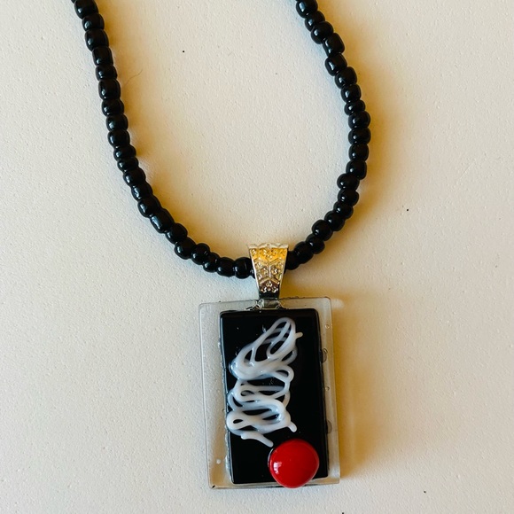 Funky Layered Fused Glass Pendant - Picture 8 of 8